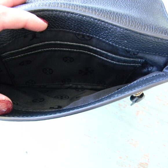 EUC TORY BURCH THEA BLACK PEBBLE LEATHER CONVERTIBLE SMALL CROSSBODY BAG CHAIN - Picture 7 of 8